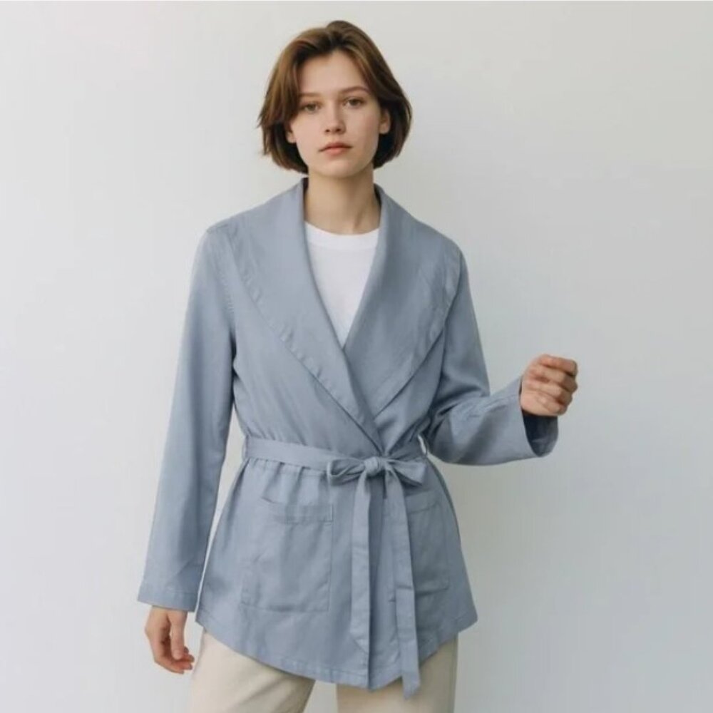 Max Jeans - Drape Front Tencel Jacket In Ice Blue - S - China